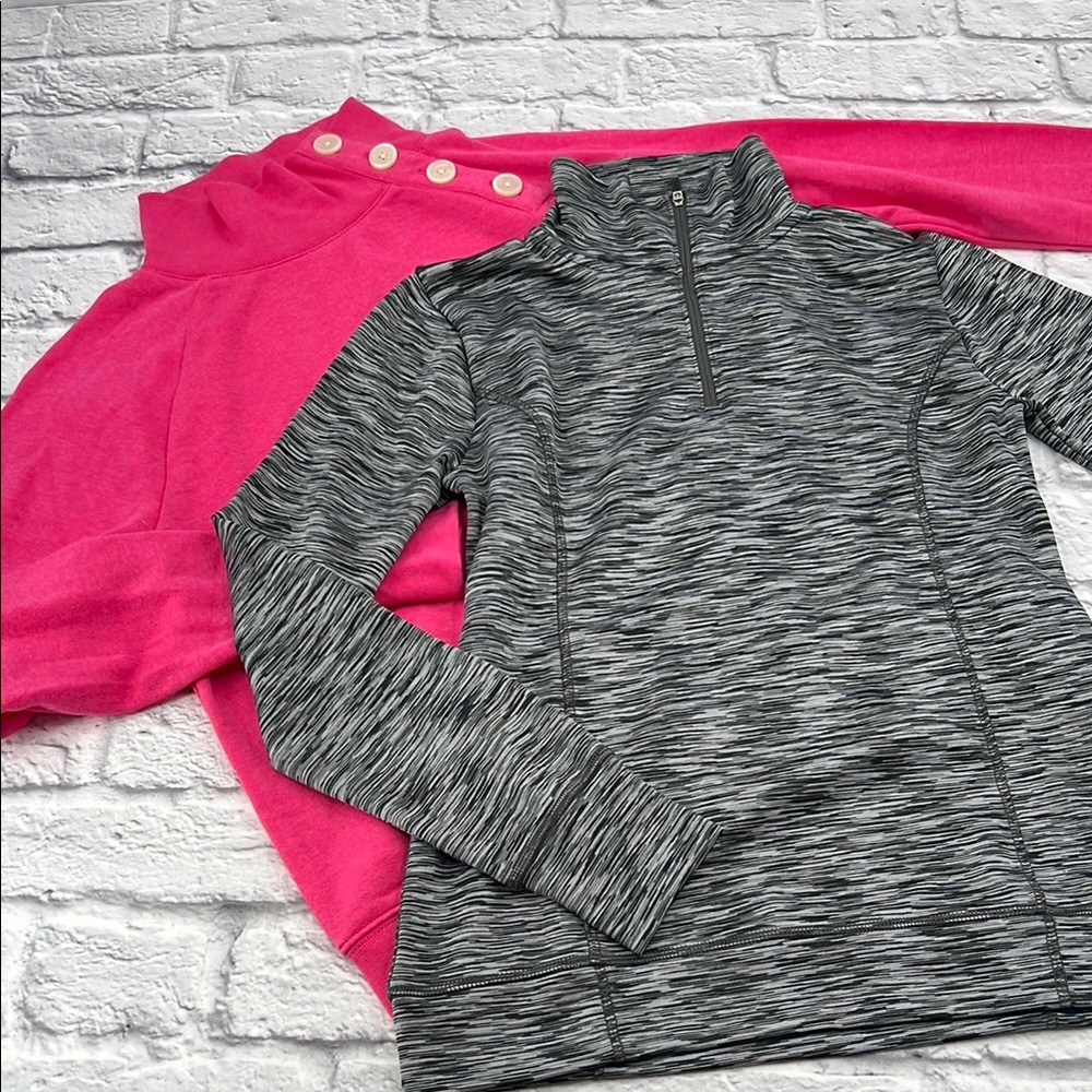 Lot of 2 NWT J. Crew Factory Shirts XS Grey and Pink Long Sleeve Knit Knit